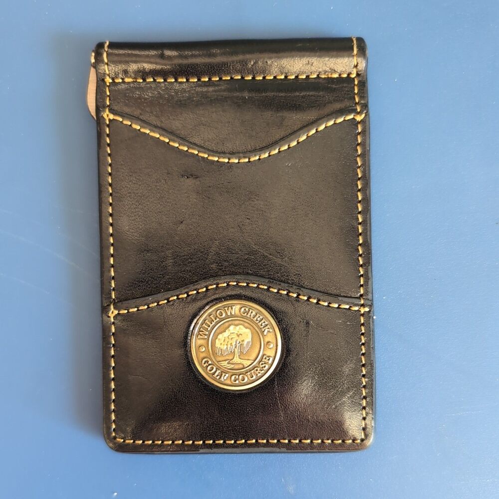 Palm West Leather RFID Blocking Wire Clip Wallet with Willow Creek medallion